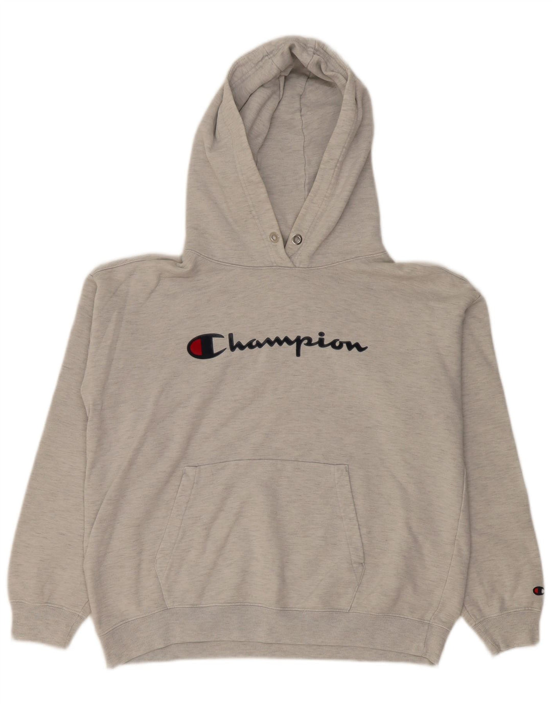 CHAMPION Suéter masculino com capuz gráfico grande algodão cinza