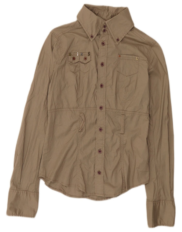 Camisa Diesel Mulher UK 10 Pequeno Algodão Cinza