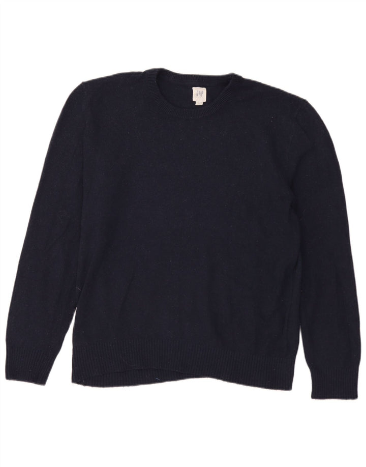Suéter masculino Gap com gola redonda, grande lã Merino azul marinho