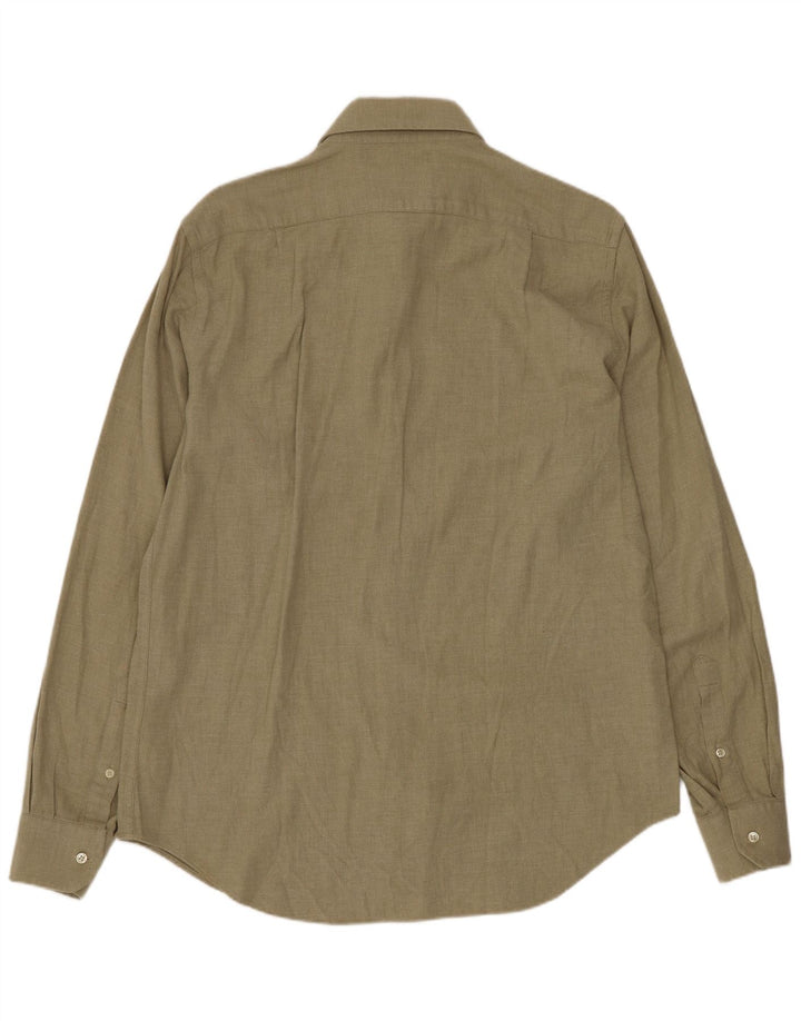 Camisa masculina Les Copains Regular Fit tamanho 15 1/2 40 algodão verde médio