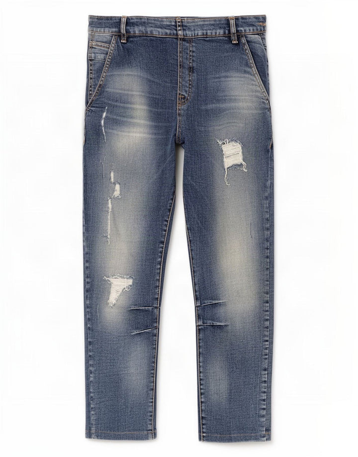Zara Calça Jeans Masculina Crop Distressed Slim W32 L24 Azul