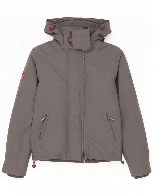Jaqueta corta-vento feminina Superdry com capuz UK 10 Pequeno Cinza