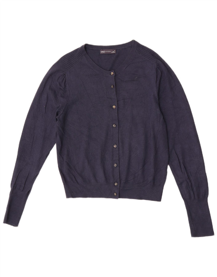 Suéter cardigã feminino Marks & Spencer UK 12 viscose azul marinho médio