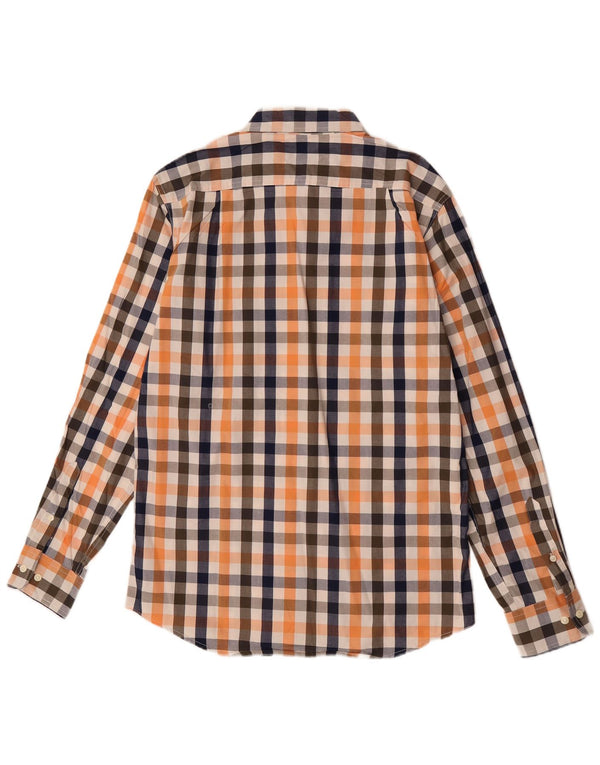 Camisa masculina Izod Slim Fit médio laranja algodão guingão