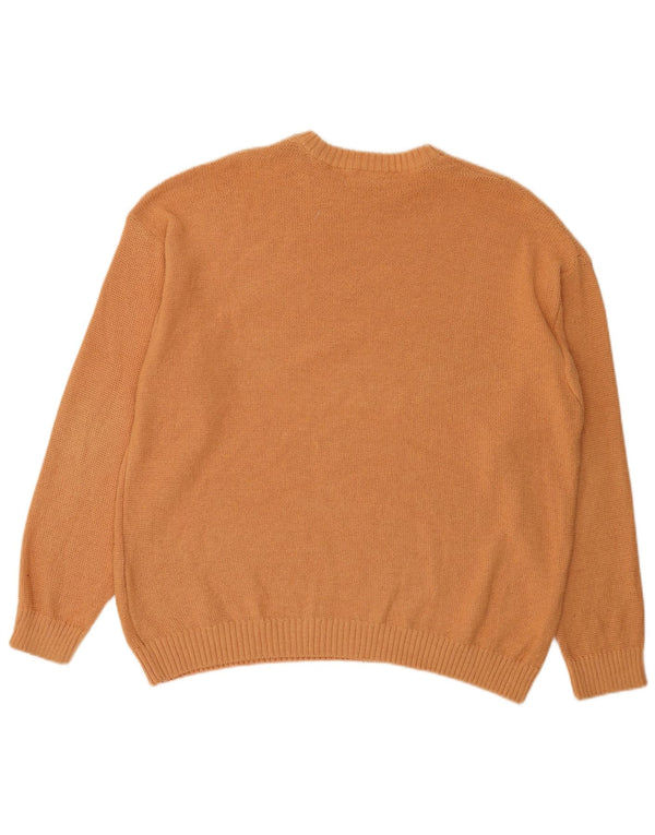 Zara Suéter masculino com gola redonda, grande algodão laranja