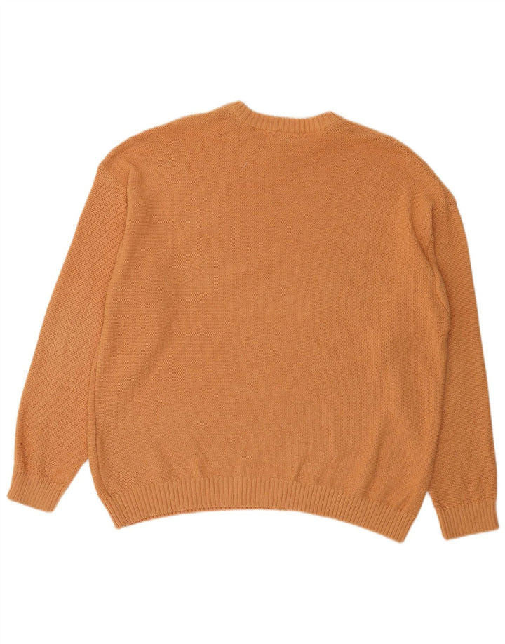Zara Suéter masculino com gola redonda, grande algodão laranja