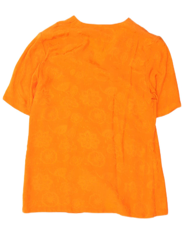 Blusa feminina Silvia Bauer de manga curta Reino Unido 16 grande laranja floral