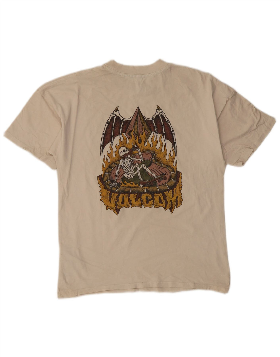 Volcom Camiseta masculina gráfica top pequeno algodão bege