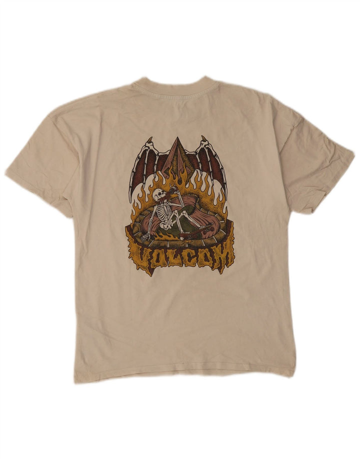 Volcom Camiseta masculina gráfica top pequeno algodão bege