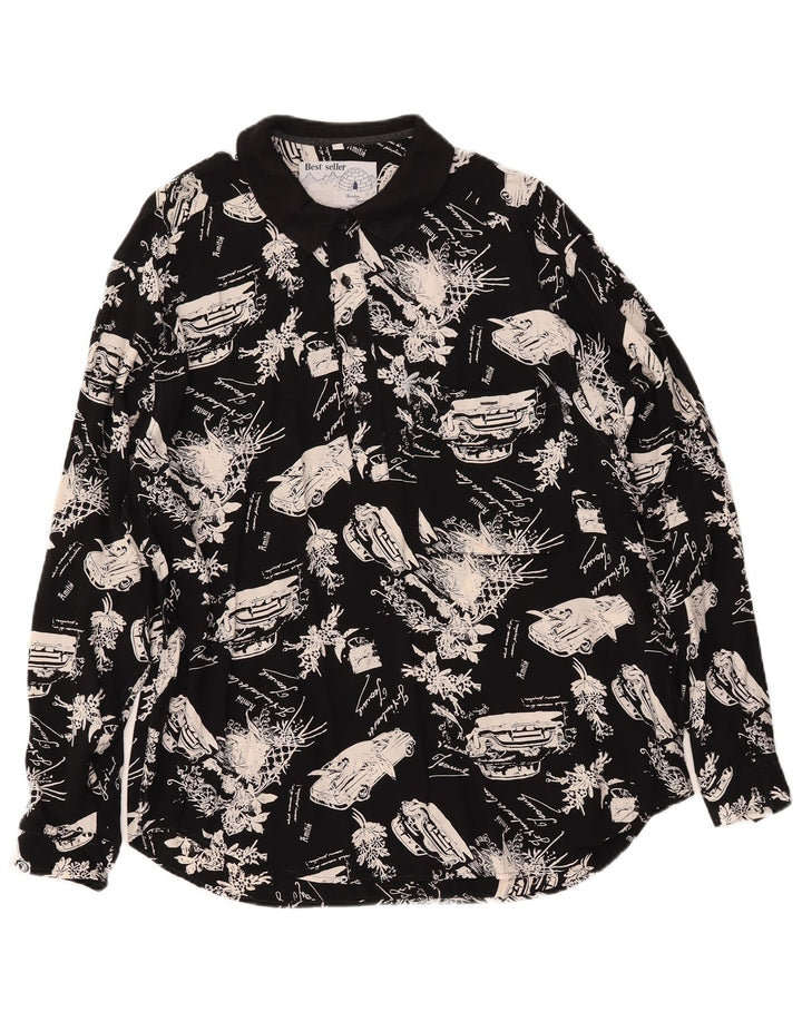 Camisa pulôver gráfica masculina VINTAGE preta média