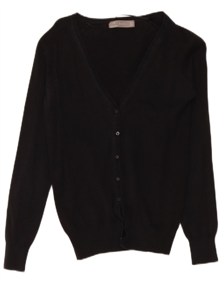 Suéter cardigã feminino Zara Reino Unido 12 algodão preto médio