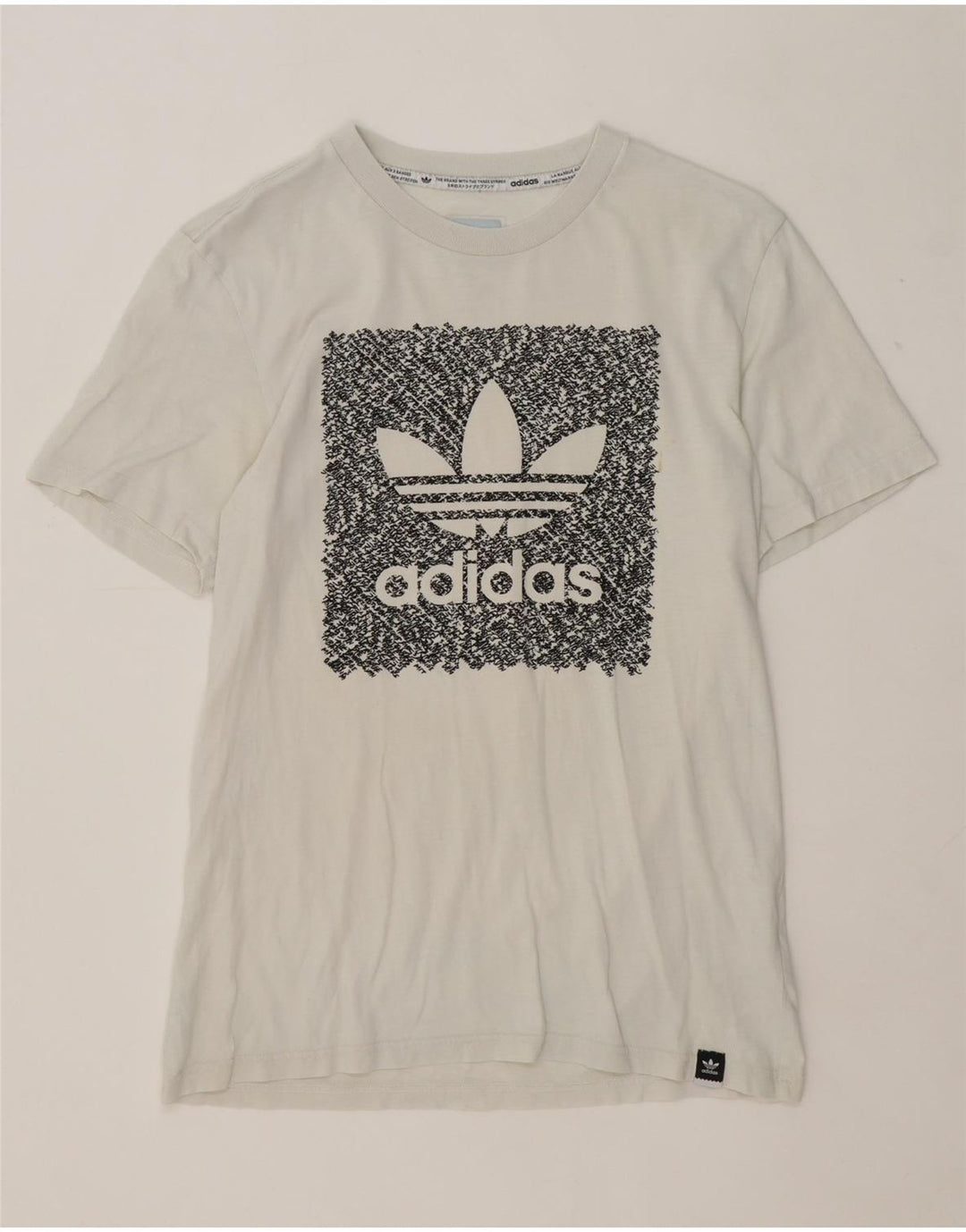 Adidas Mens Graphic T-Shirt Top Pequeno Algodão Branco