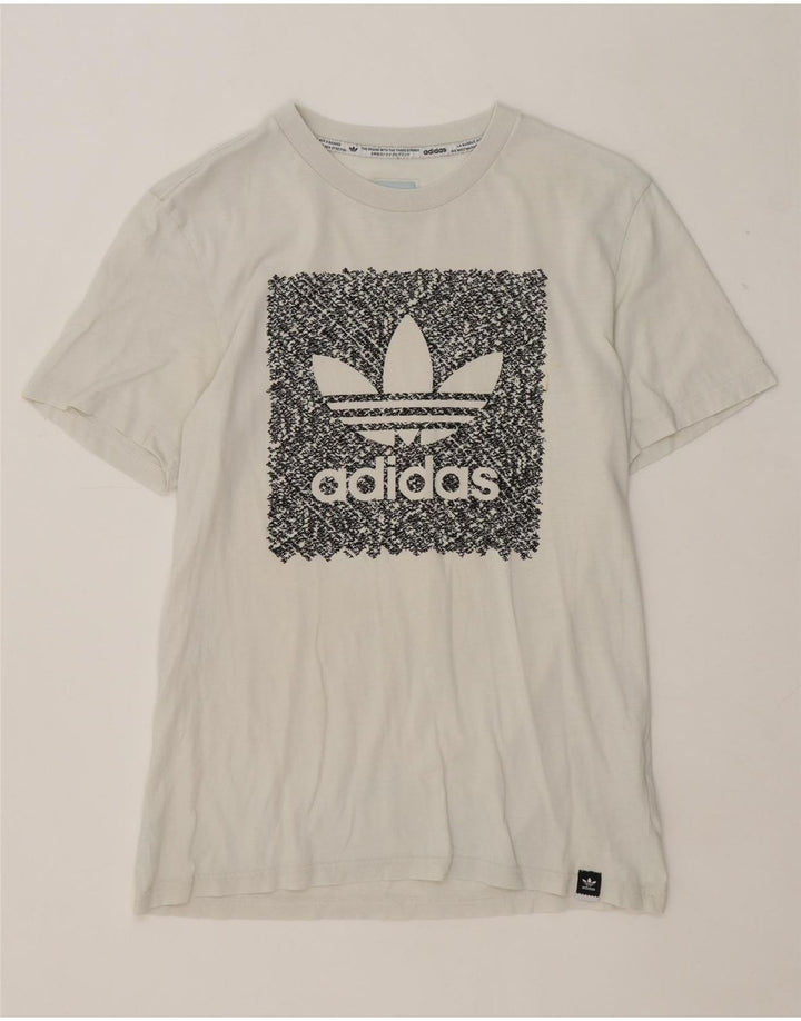 Adidas Mens Graphic T-Shirt Top Pequeno Algodão Branco