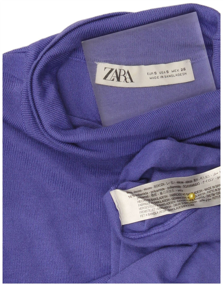 Top feminino Zara de manga comprida UK 8 pequeno roxo viscose