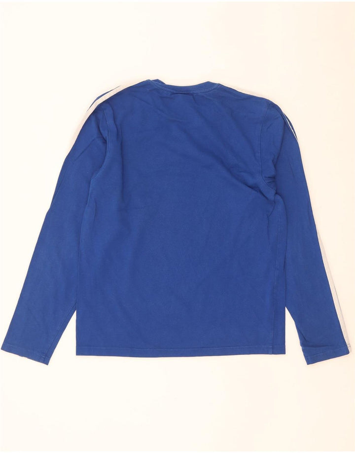 Adidas Mens Graphic Top Manga Longa Pequeno Azul Algodão