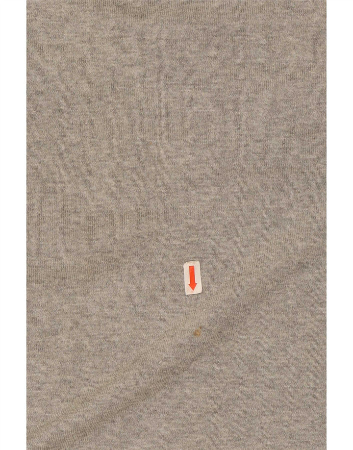 Zara Suéter masculino com gola redonda e seda cinza médio