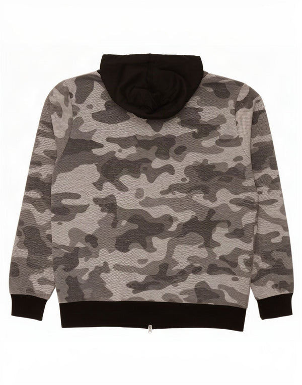 Suéter Nike masculino com capuz e zíper XL cinza camuflado algodão