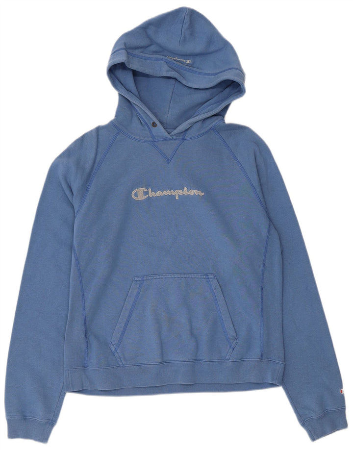CHAMPION Suéter com capuz gráfico feminino UK 14 azul médio
