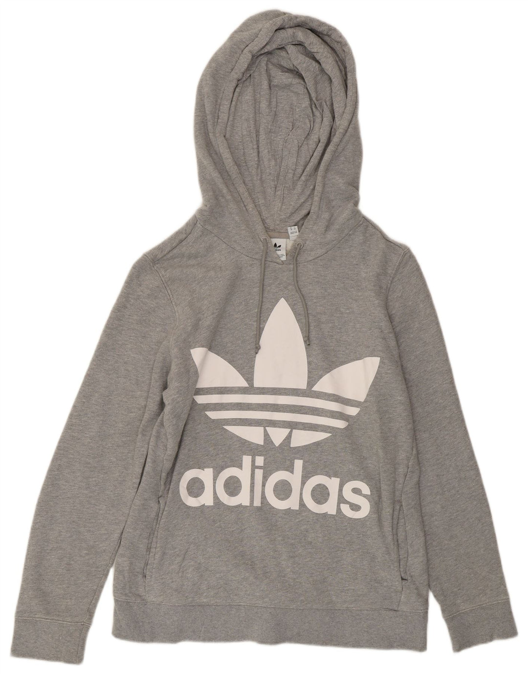 ADIDAS Womens Oversized Graphic Hoodie Jumper Reino Unido 10 Pequeno Algodão Cinza