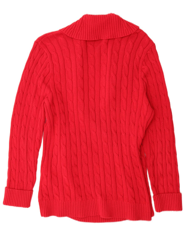 Suéter cardigã feminino Ralph Lauren Longline UK 18 XL algodão vermelho