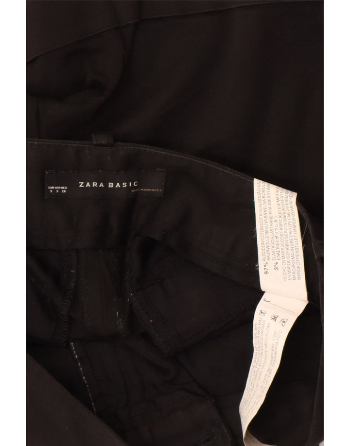 Zara Womens Chino Shorts Pequeno W26 Algodão Preto