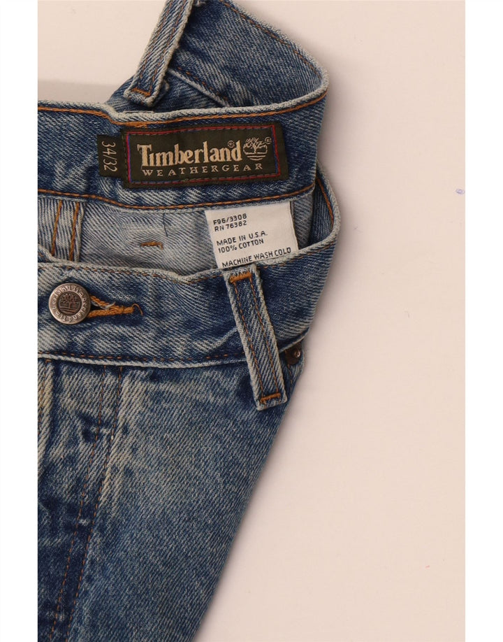 Calça jeans reta masculina Timberland W34 L32 azul algodão