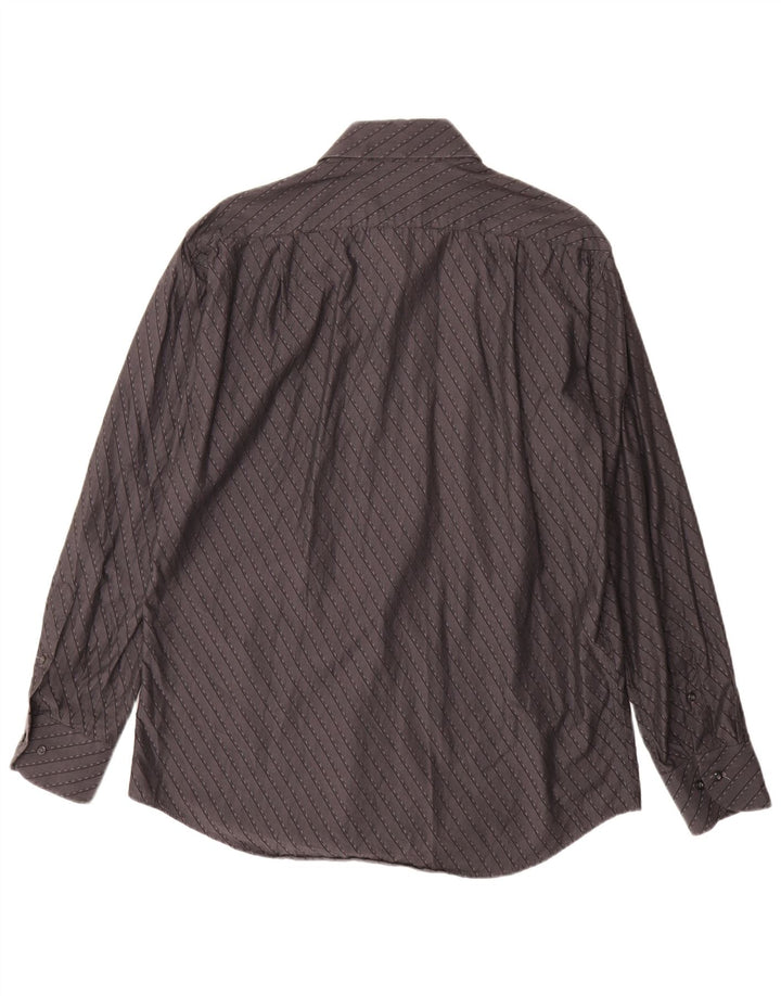 Camisa masculina ROCCOBAROCCO tamanho 16 41 grande algodão listrado preto