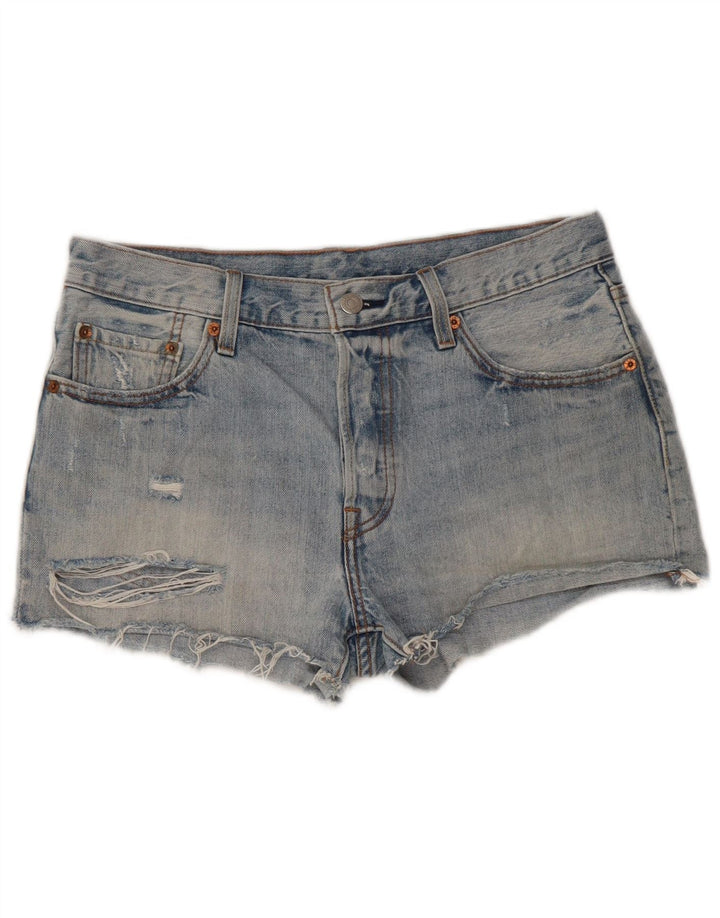 Calça jeans feminina Levi's 501 Distressed W29 algodão azul médio