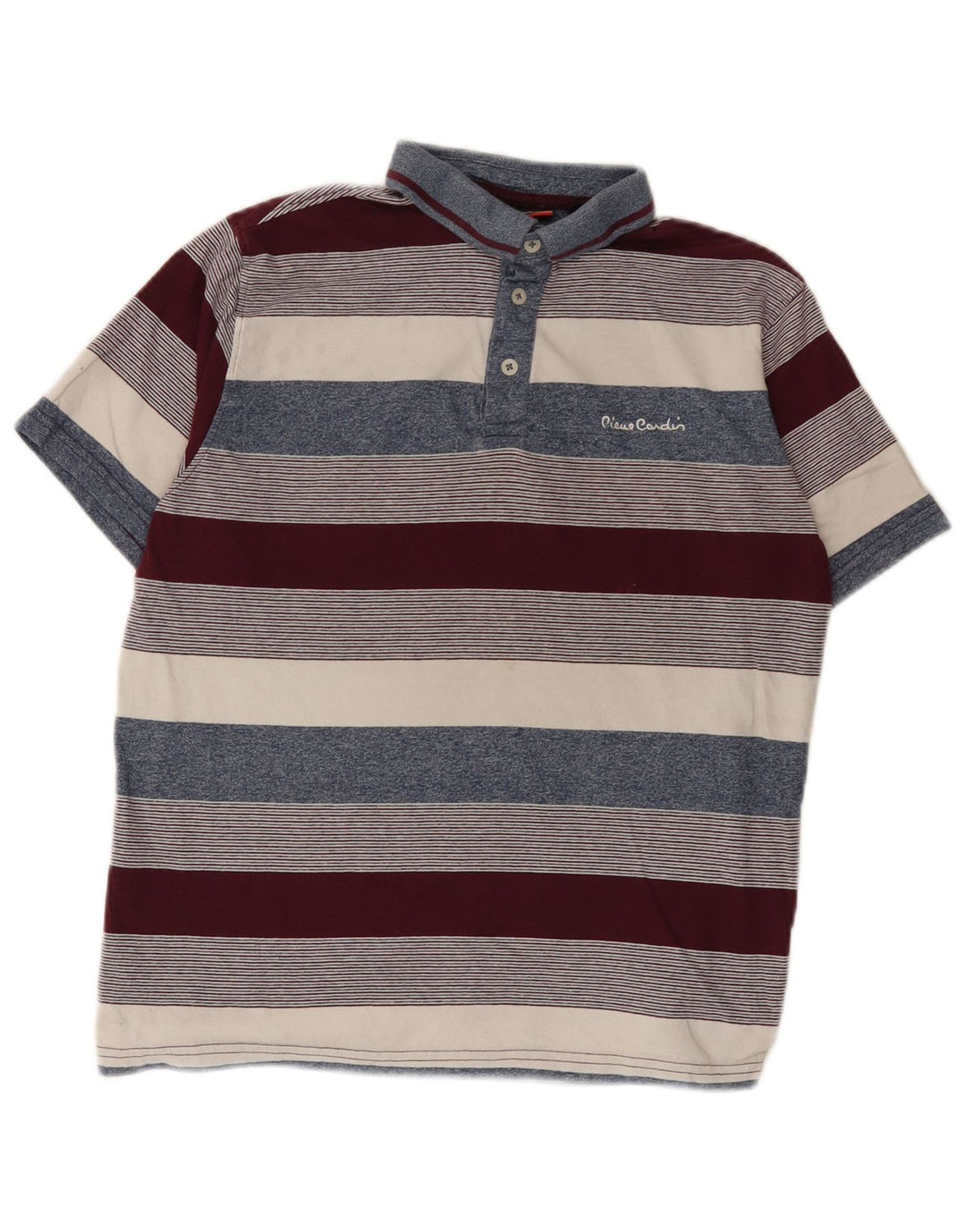Camisa polo masculina Pierre Cardin média listrada multicolorida de algodão