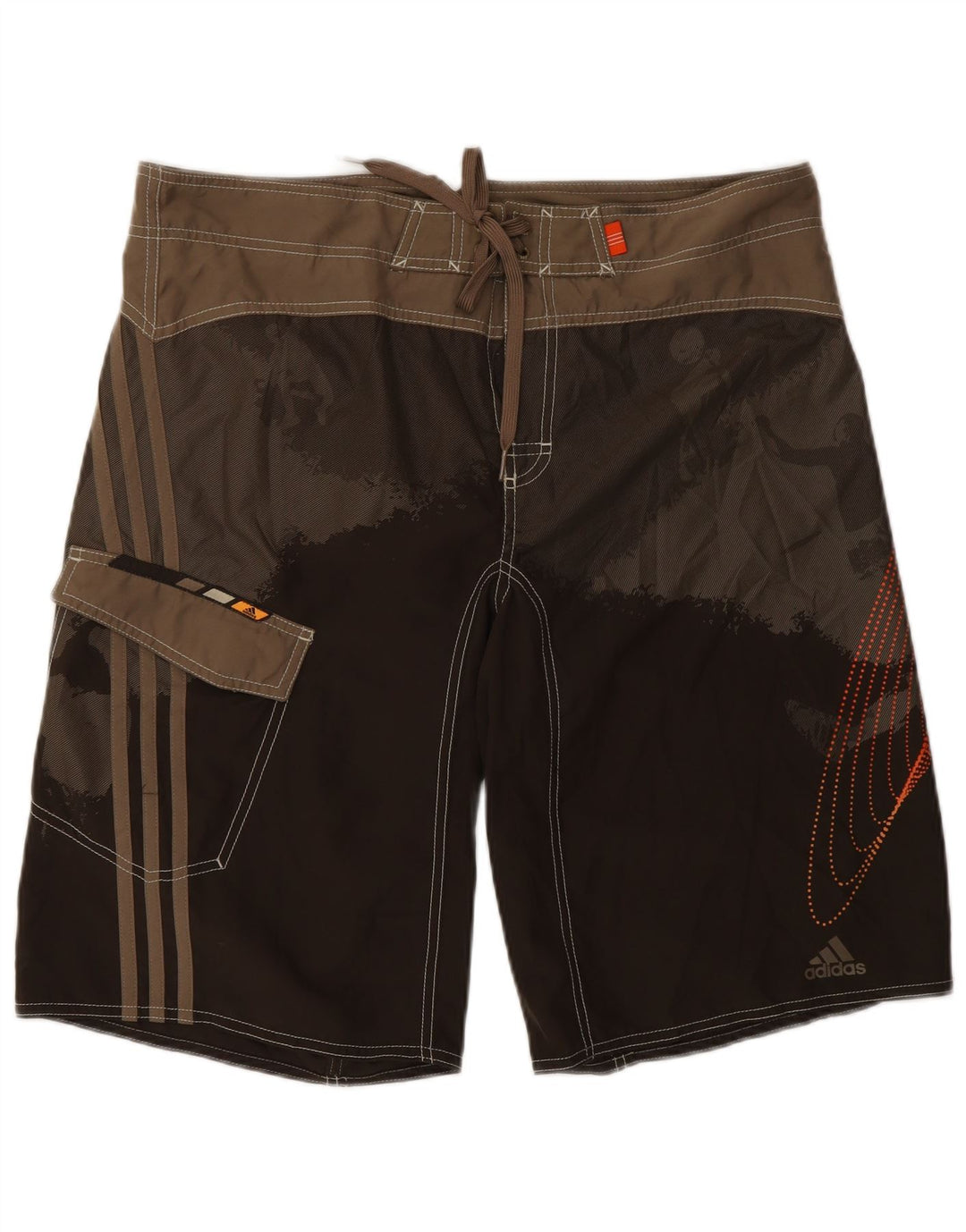 Shorts de natação masculinos Adidas Graphic grande poliéster colorblock marrom