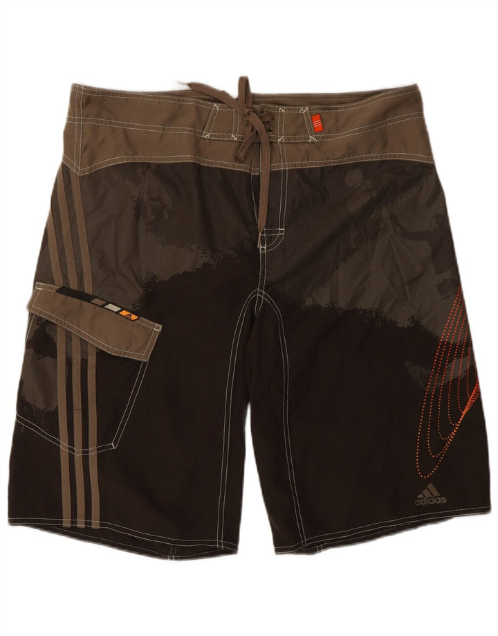 Shorts de natação masculinos Adidas Graphic grande poliéster colorblock marrom