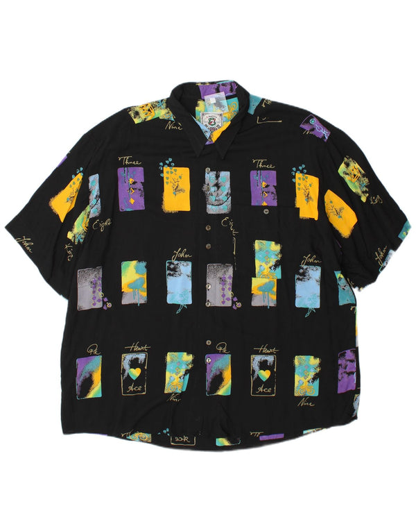 Camisa masculina Golddress de manga curta tamanho 43/44 XL preta geométrica