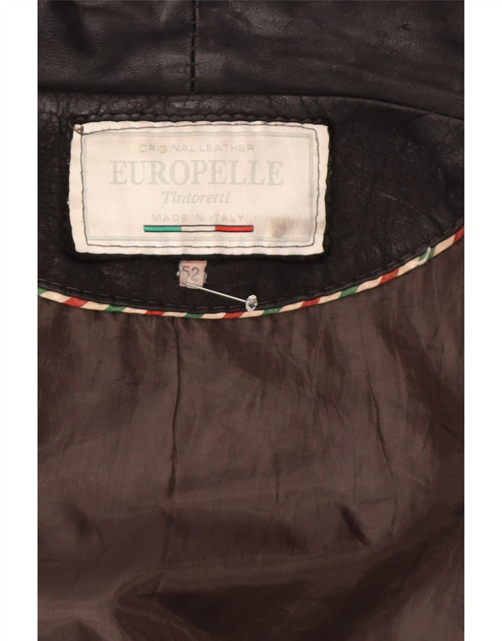 Jaqueta de couro masculina vintage IT 52 XL preta