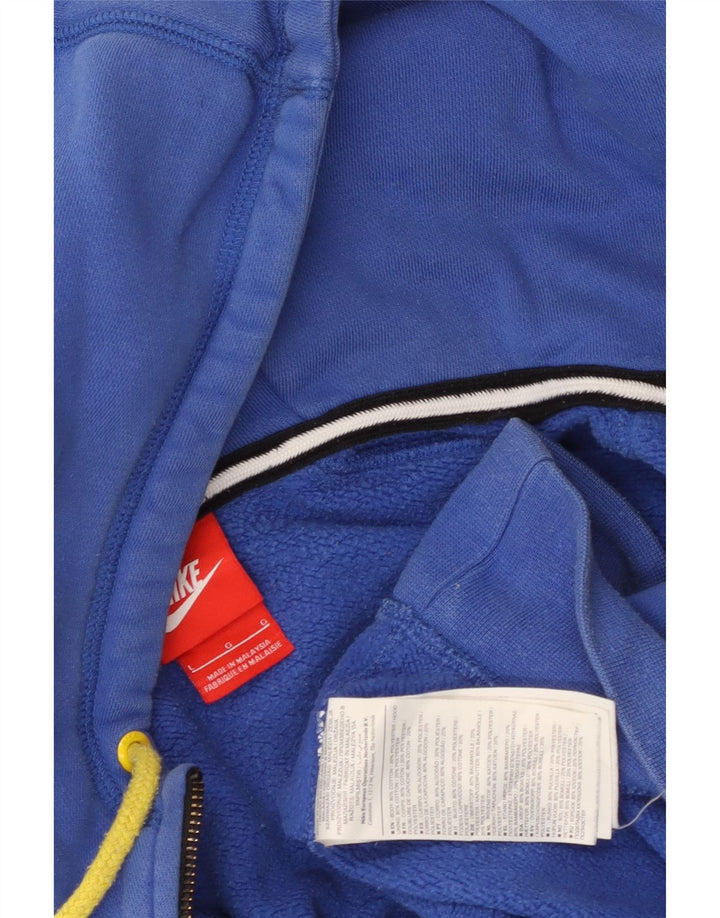 Suéter masculino Nike com capuz e zíper grande algodão azul
