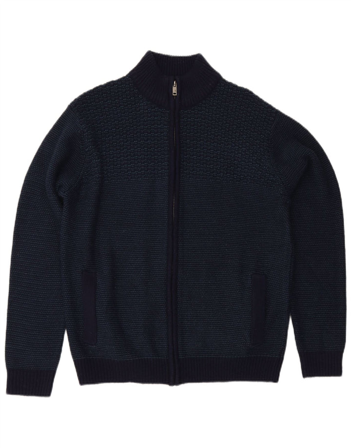 Suéter cardigã masculino Marks & Spencer regular fit médio azul marinho acrílico