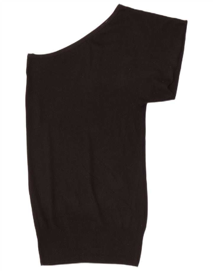 Vestido jumper feminino Massimo Dutti de um ombro Reino Unido 12 seda preta média