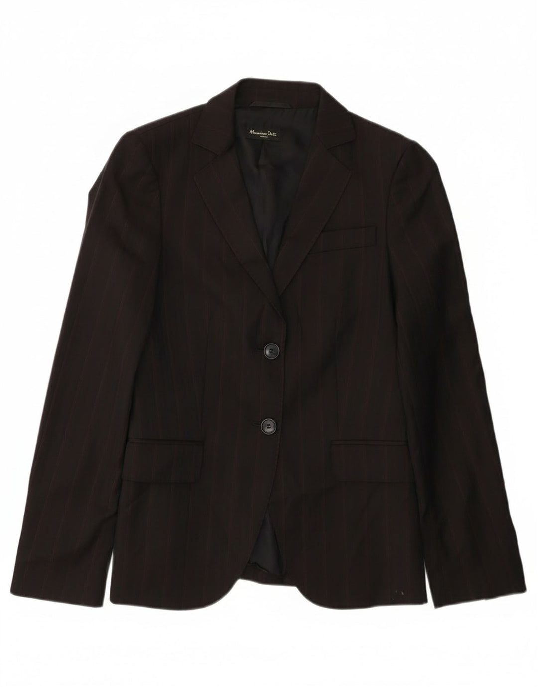 Jaqueta Blazer Feminina Massimo Dutti com 2 Botões EU 36 XS Lã Risca de Giz Preta