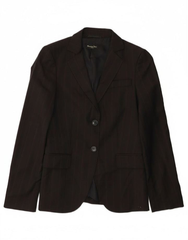 Jaqueta Blazer Feminina Massimo Dutti com 2 Botões EU 36 XS Lã Risca de Giz Preta