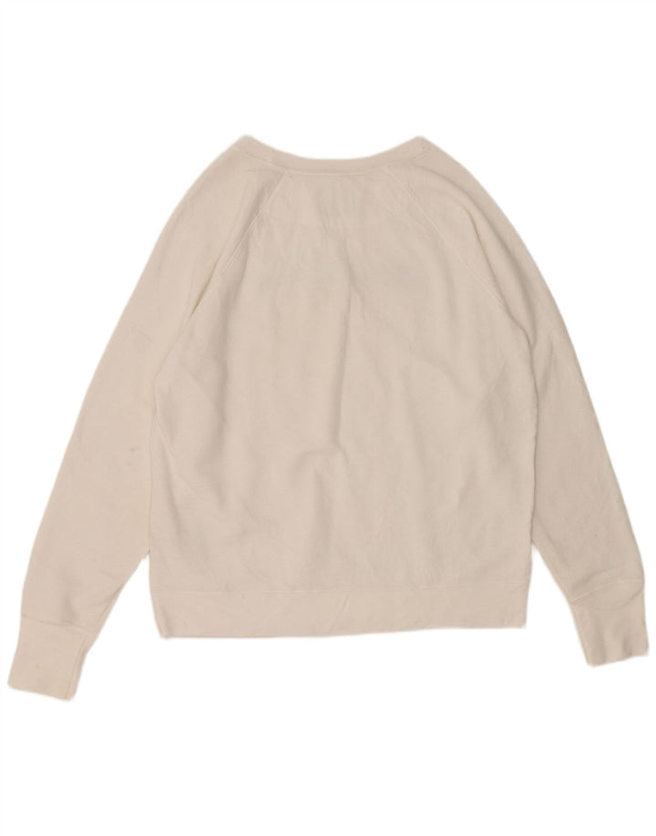 Jumper de moletom gráfico feminino Champion UK 16 grande poliéster branco