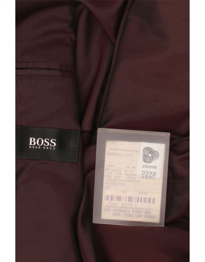 Jaqueta blazer masculina Hugo Boss com 3 botões UE 51 grande espinha de peixe marrom