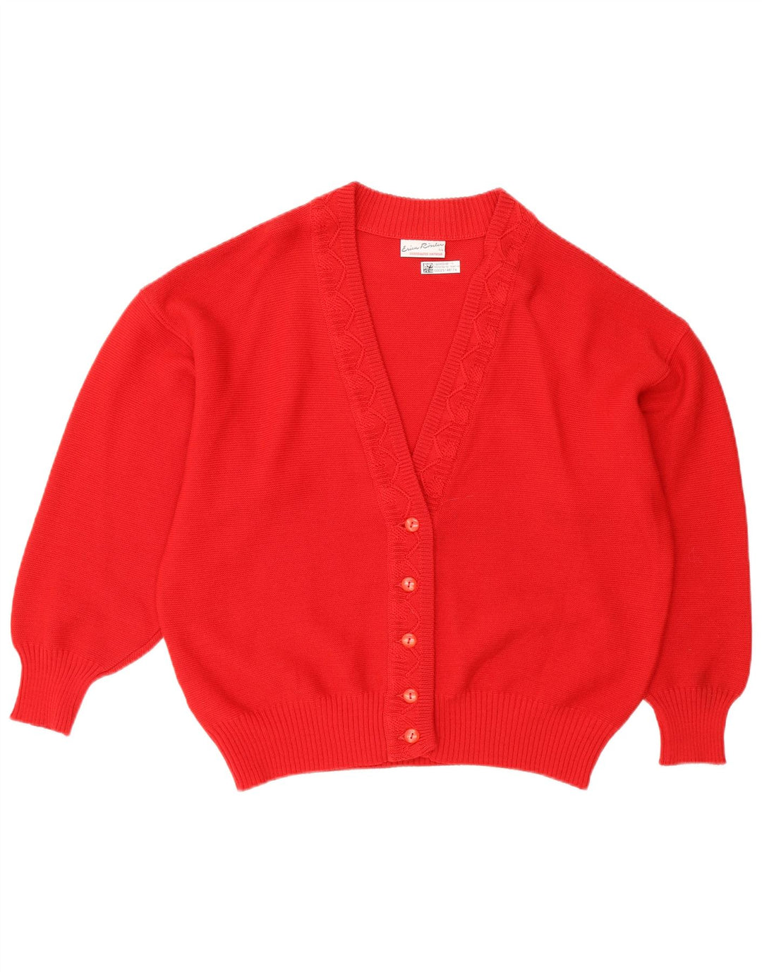 Suéter Cardigan Feminino Vintage EU 44 XL Lã Vermelha