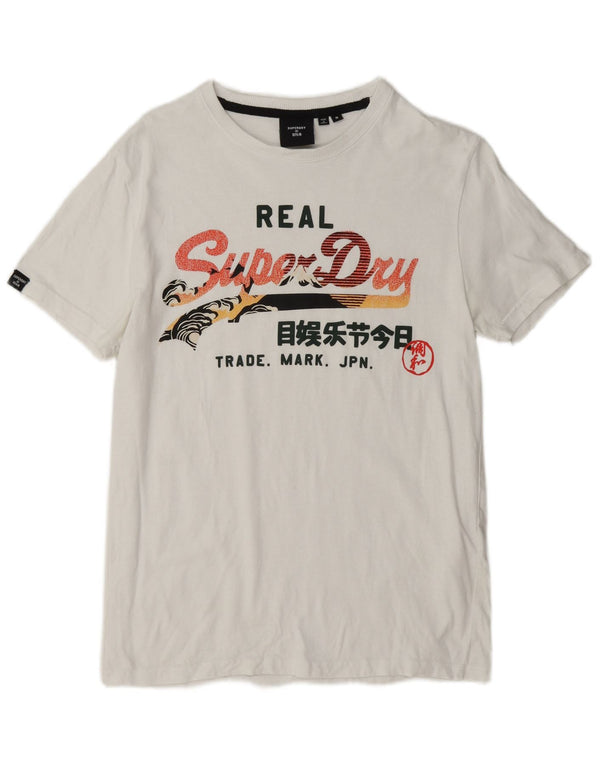 Camiseta gráfica masculina Superdry Top médio algodão branco