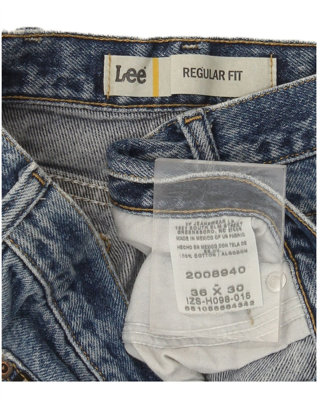 Jeans retos masculinos LEE desgastados W36 L30 algodão azul