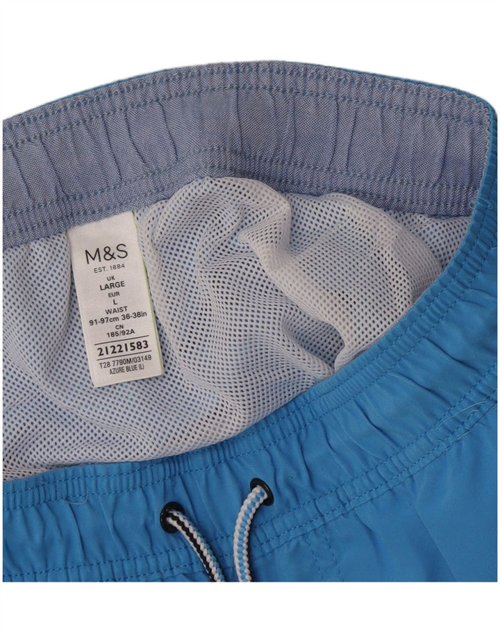 Shorts de natação masculino Marks & Spencer regular grande poliéster azul