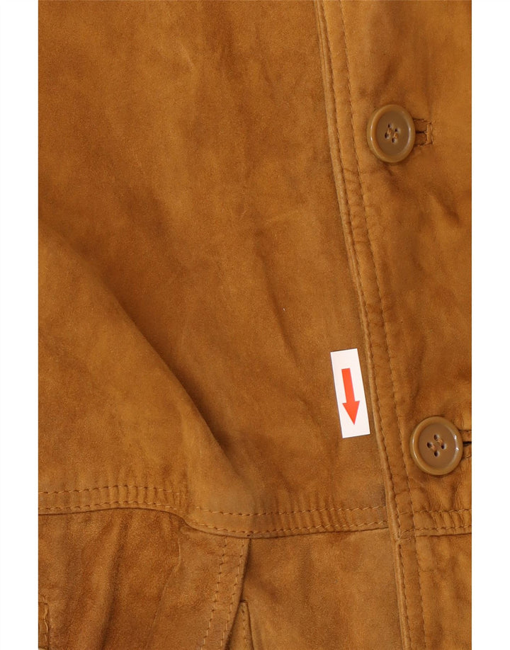Jaqueta bomber masculina de camurça Conbipel Reino Unido 42 XL couro marrom
