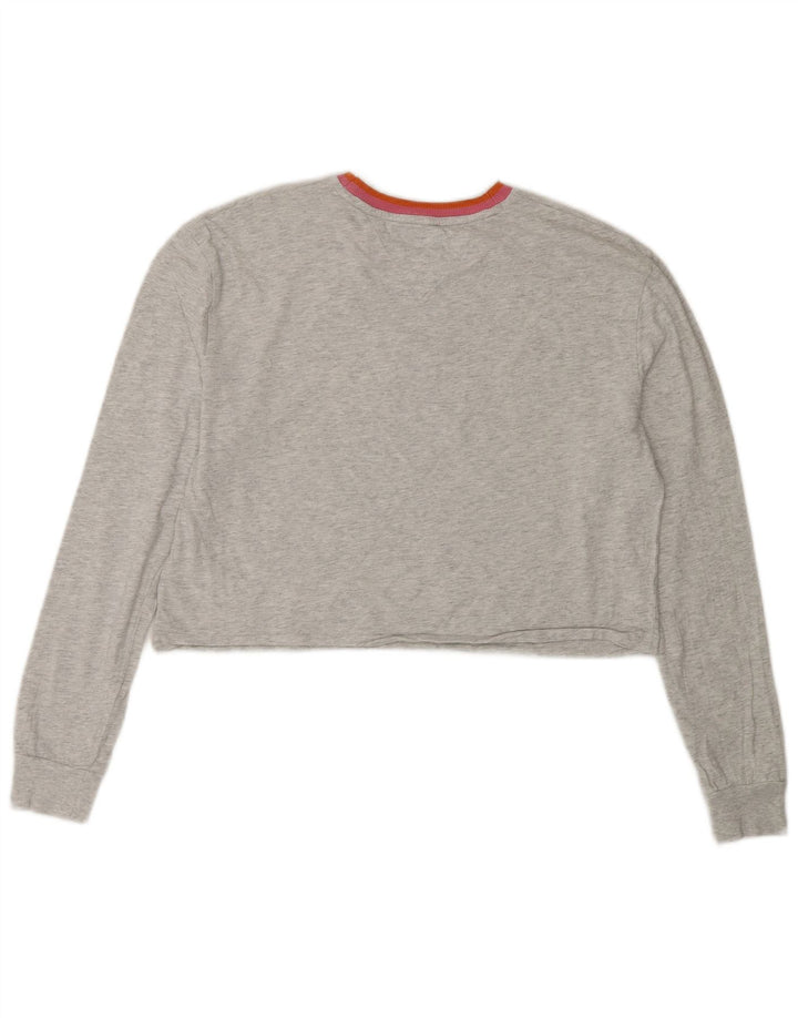 Top Tommy Hilfiger feminino oversized manga comprida Reino Unido 10 pequeno cinza