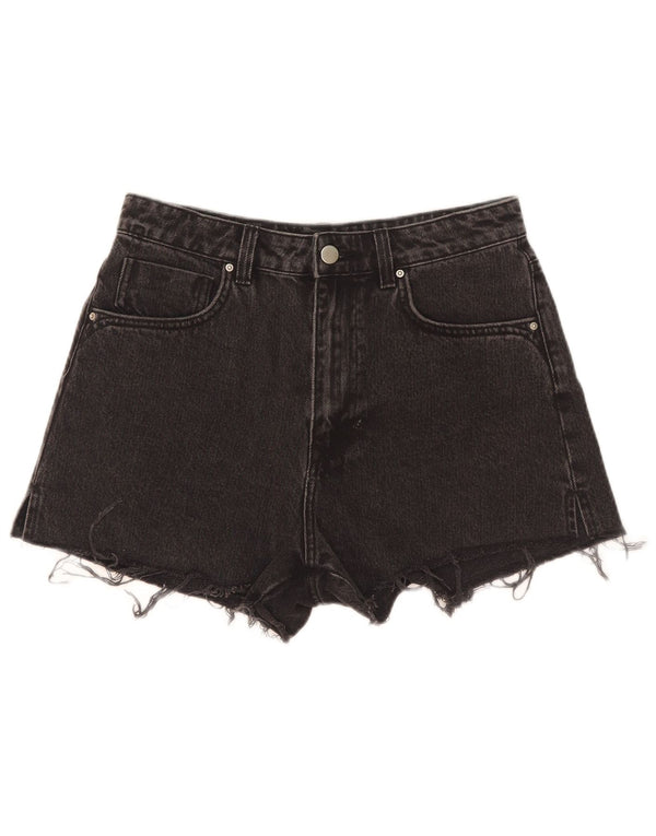 Zara Shorts jeans feminino de cintura alta pequeno W28 algodão preto