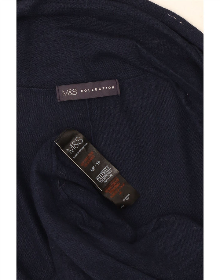 Suéter cardigã aberto feminino Marks & Spencer Longline Reino Unido 10 pequeno azul marinho