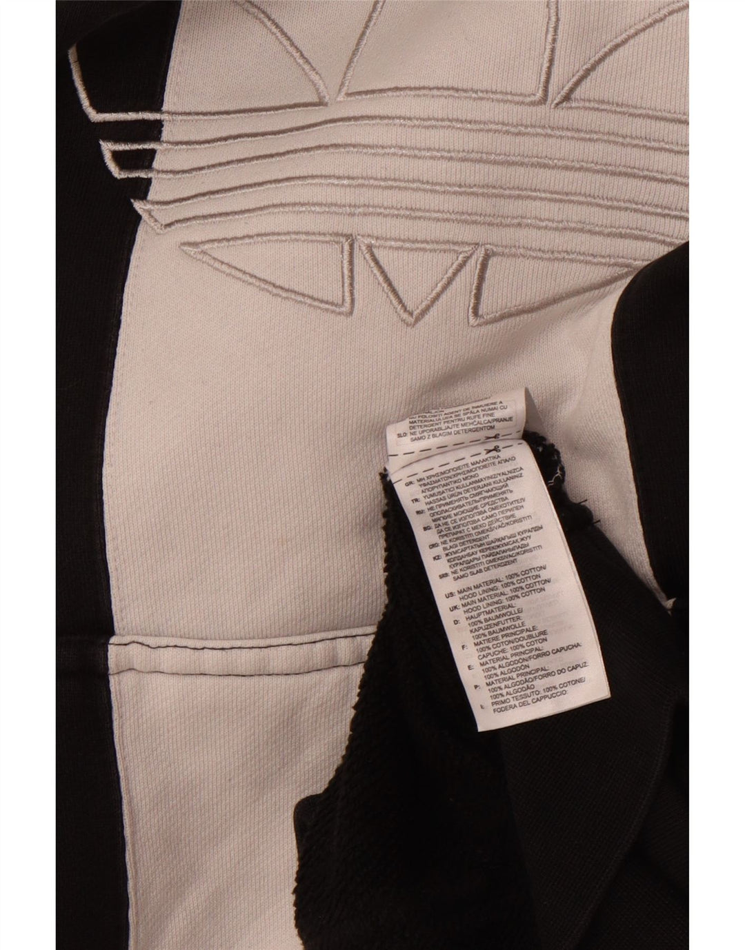 ADIDAS Mens Graphic Hoodie Jumper Grande Algodão Colorblock Preto