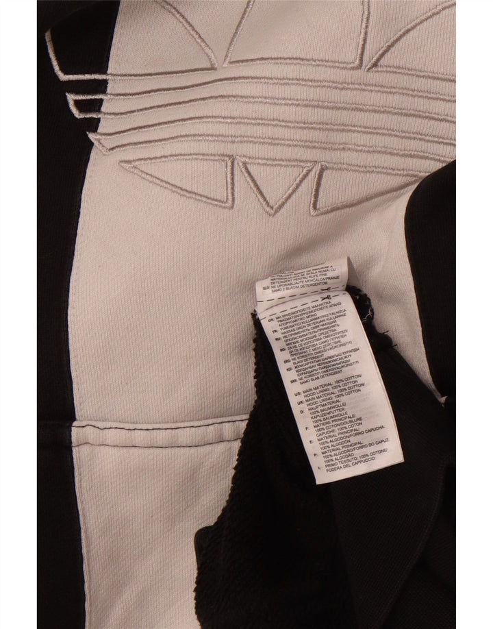 ADIDAS Mens Graphic Hoodie Jumper Grande Algodão Colorblock Preto